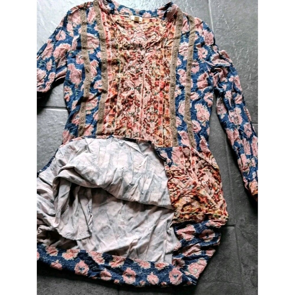 Anthropologie Tiny Patchwork Floral Boho Dress Medium Crochet Prairie Cottagecor - Picture 11 of 16